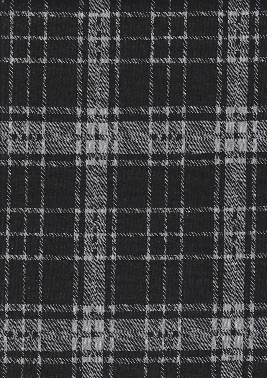1 Yard Black & White Double Knit Jacquard Fabric 240 GSM, 58/60″ Wide Polyester Spandex Blend